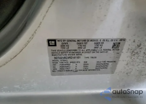 2015 GMC Sierra K1500 Slt z USA, uszkodzony, nr VIN 3GTU2VEC3FG141161